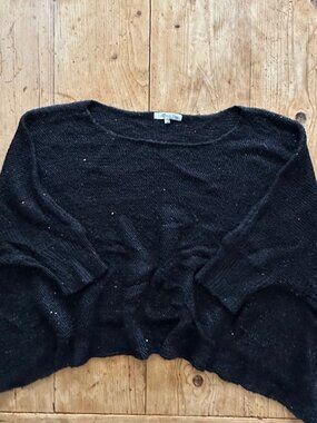 Miracle City Black Oversized Loose Knit Sweater w/Mini Sequins Size S/M